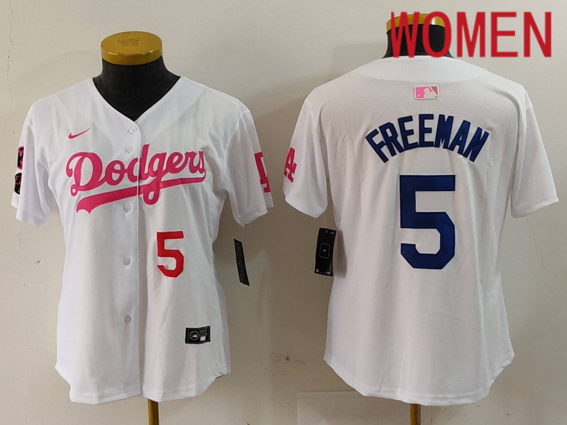 Women Los Angeles Dodgers #5 Freeman White joint name 2024 Nike MLB Jersey style 9123